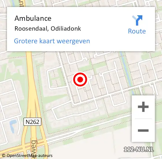 Locatie op kaart van de 112 melding: Ambulance Roosendaal, Odiliadonk op 24 december 2019 11:34