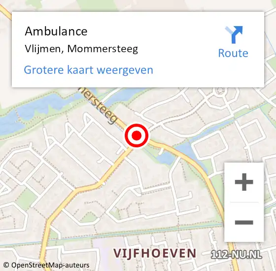 Locatie op kaart van de 112 melding: Ambulance Vlijmen, Mommersteeg op 24 december 2019 11:37