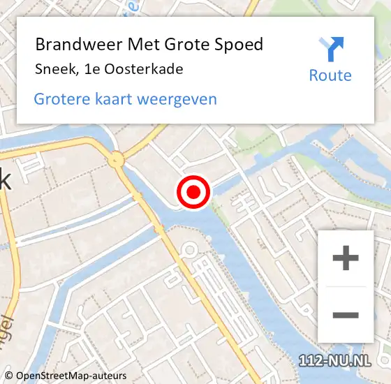 Locatie op kaart van de 112 melding: Brandweer Met Grote Spoed Naar Sneek, 1e Oosterkade op 24 december 2019 12:14