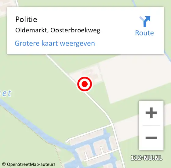 Locatie op kaart van de 112 melding: Politie Oldemarkt, Oosterbroekweg op 24 december 2019 12:15