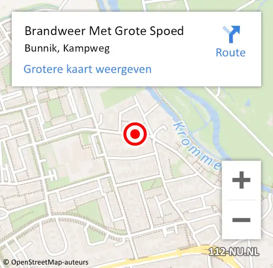 Locatie op kaart van de 112 melding: Brandweer Met Grote Spoed Naar Bunnik, Kampweg op 24 december 2019 12:30