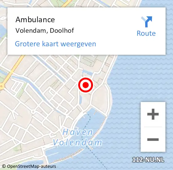 Locatie op kaart van de 112 melding: Ambulance Volendam, Doolhof op 24 december 2019 13:30