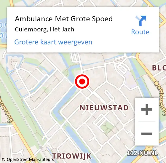 Locatie op kaart van de 112 melding: Ambulance Met Grote Spoed Naar Culemborg, Het Jach op 24 december 2019 13:31