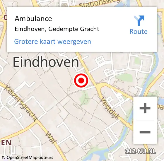 Locatie op kaart van de 112 melding: Ambulance Eindhoven, Gedempte Gracht op 24 december 2019 13:49