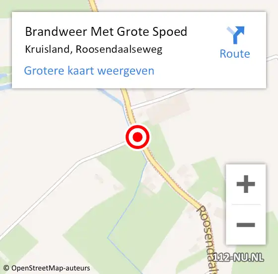 Locatie op kaart van de 112 melding: Brandweer Met Grote Spoed Naar Kruisland, Roosendaalseweg op 24 december 2019 14:13