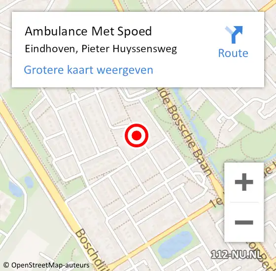 Locatie op kaart van de 112 melding: Ambulance Met Spoed Naar Eindhoven, Pieter Huyssensweg op 24 december 2019 14:46