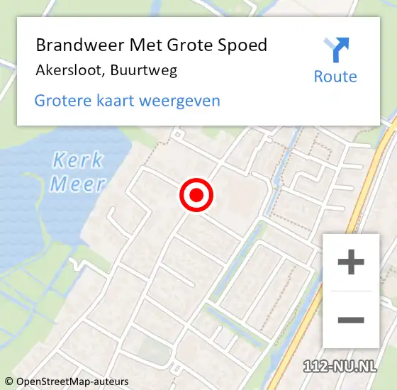 Locatie op kaart van de 112 melding: Brandweer Met Grote Spoed Naar Akersloot, Buurtweg op 24 december 2019 14:48