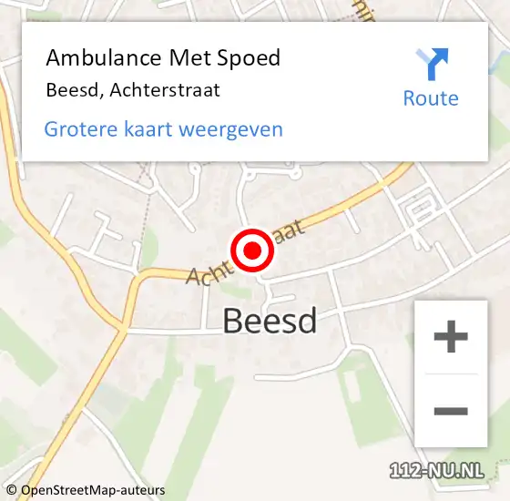 Locatie op kaart van de 112 melding: Ambulance Met Spoed Naar Beesd, Achterstraat op 24 december 2019 15:01