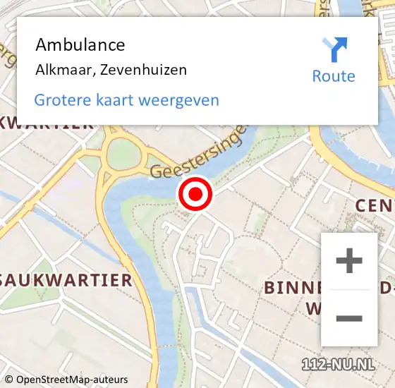 Locatie op kaart van de 112 melding: Ambulance Alkmaar, Zevenhuizen op 24 december 2019 15:03