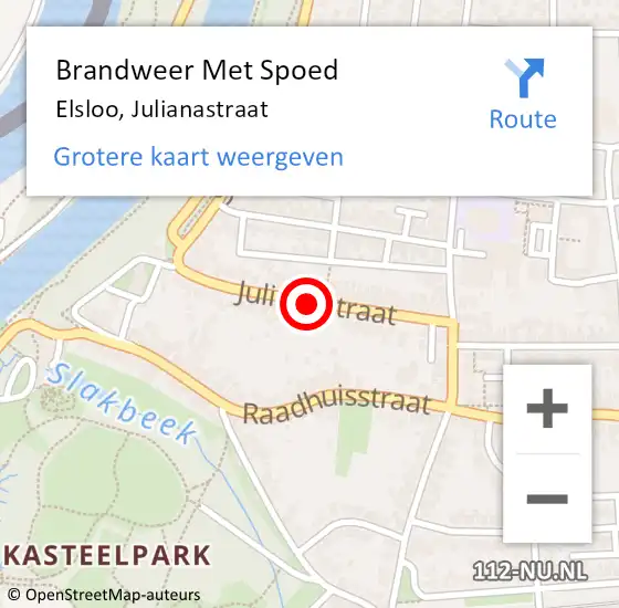 Locatie op kaart van de 112 melding: Brandweer Met Spoed Naar Elsloo, Julianastraat op 24 december 2019 15:08