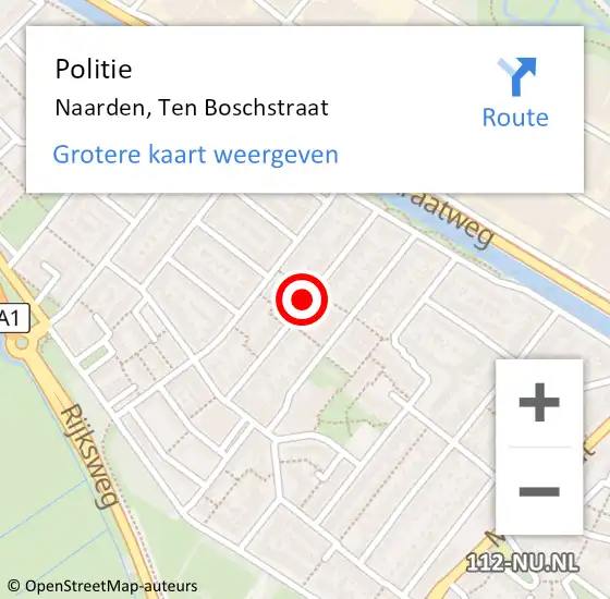 Locatie op kaart van de 112 melding: Politie Naarden, Ten Boschstraat op 24 december 2019 16:26