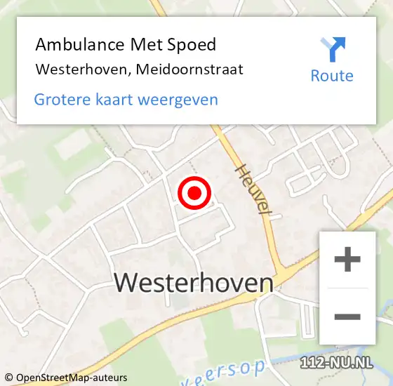 Locatie op kaart van de 112 melding: Ambulance Met Spoed Naar Westerhoven, Meidoornstraat op 24 december 2019 16:47