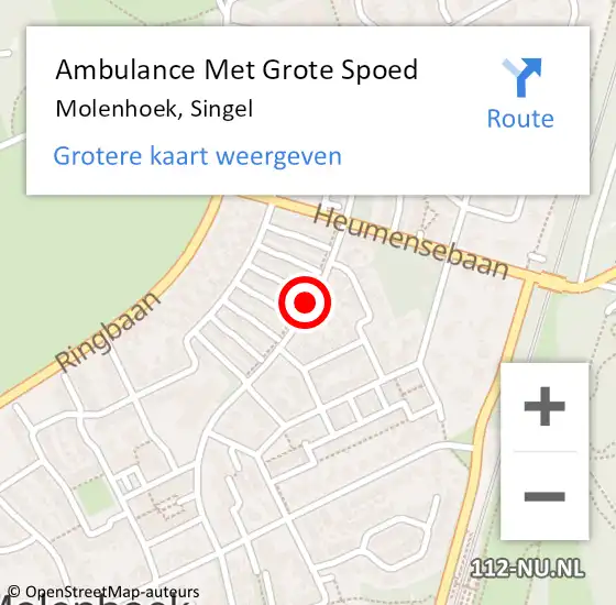 Locatie op kaart van de 112 melding: Ambulance Met Grote Spoed Naar Molenhoek, Singel op 24 december 2019 17:21
