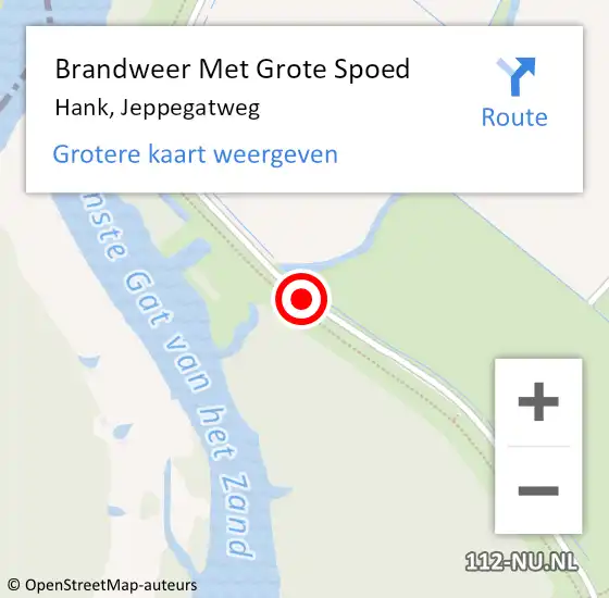 Locatie op kaart van de 112 melding: Brandweer Met Grote Spoed Naar Hank, Jeppegatweg op 24 december 2019 18:17