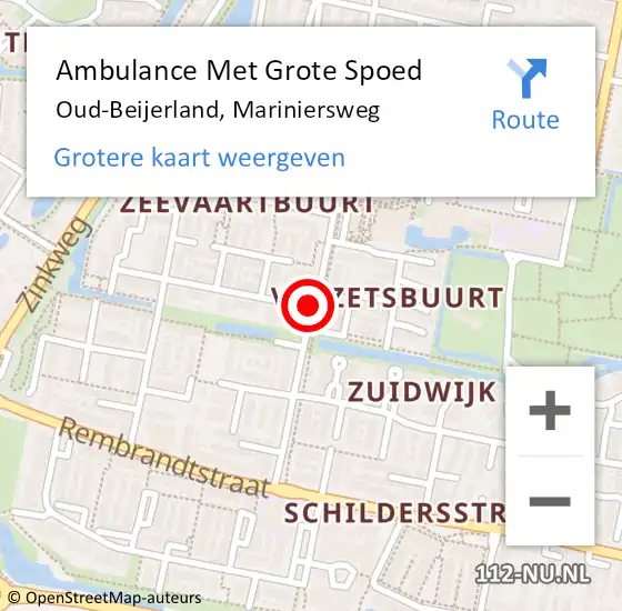 Locatie op kaart van de 112 melding: Ambulance Met Grote Spoed Naar Oud-Beijerland, Mariniersweg op 24 december 2019 18:50