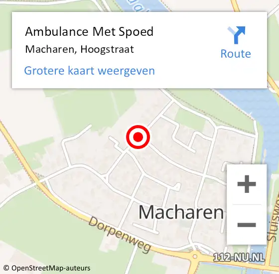 Locatie op kaart van de 112 melding: Ambulance Met Spoed Naar Macharen, Hoogstraat op 24 december 2019 18:59