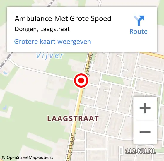 Locatie op kaart van de 112 melding: Ambulance Met Grote Spoed Naar Dongen, Laagstraat op 24 december 2019 19:28