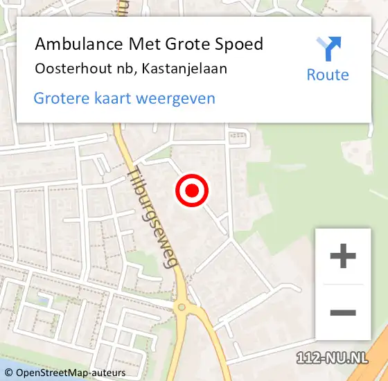 Locatie op kaart van de 112 melding: Ambulance Met Grote Spoed Naar Oosterhout nb, Kastanjelaan op 24 december 2019 19:31