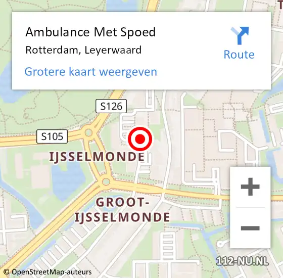 Locatie op kaart van de 112 melding: Ambulance Met Spoed Naar Rotterdam, Leyerwaard op 24 december 2019 19:54