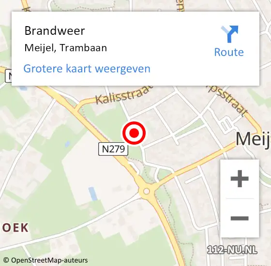 Locatie op kaart van de 112 melding: Brandweer Meijel, Trambaan op 24 december 2019 20:18