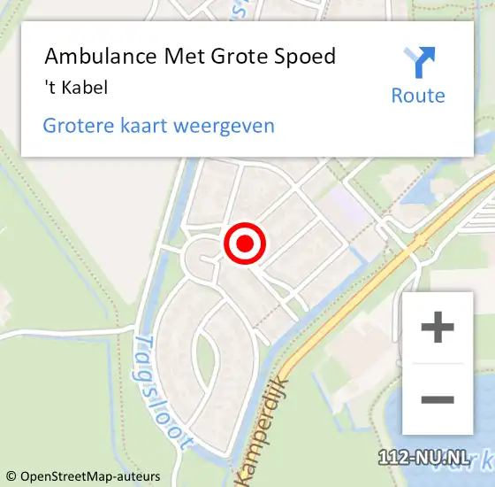 Locatie op kaart van de 112 melding: Ambulance Met Grote Spoed Naar 't Kabel op 24 december 2019 20:29