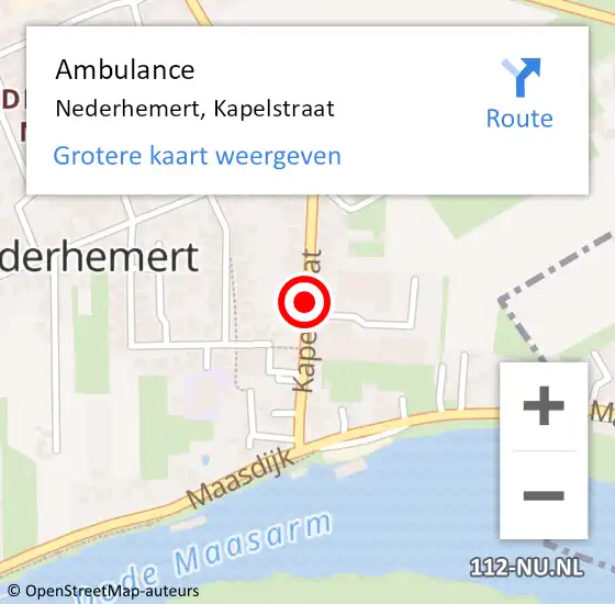 Locatie op kaart van de 112 melding: Ambulance Nederhemert, Kapelstraat op 24 december 2019 20:42