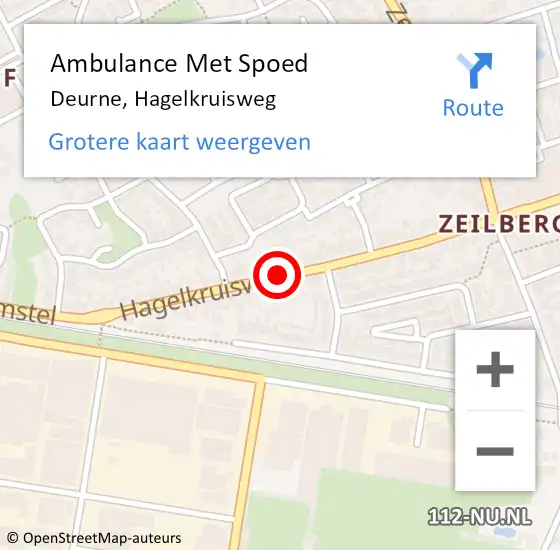 Locatie op kaart van de 112 melding: Ambulance Met Spoed Naar Deurne, Hagelkruisweg op 24 december 2019 22:20