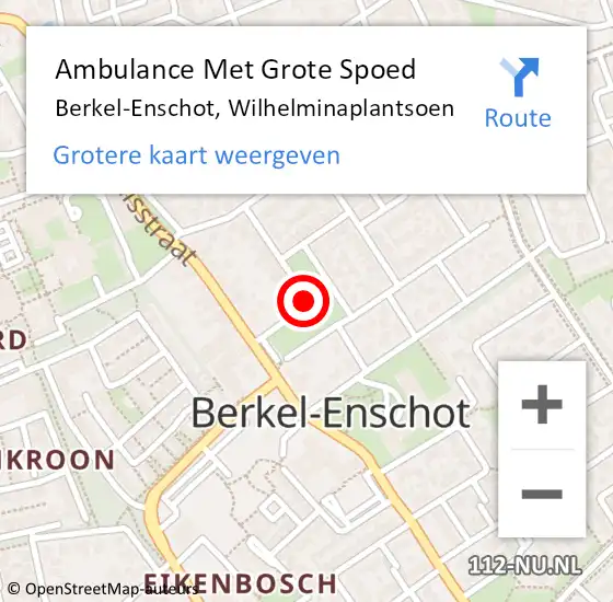 Locatie op kaart van de 112 melding: Ambulance Met Grote Spoed Naar Berkel-Enschot, Wilhelminaplantsoen op 24 december 2019 23:58