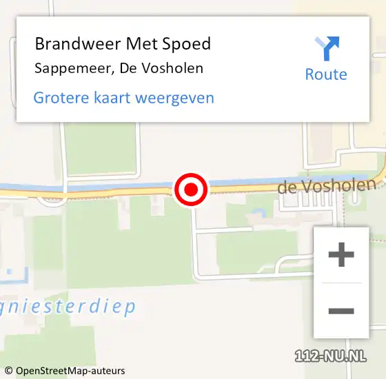 Locatie op kaart van de 112 melding: Brandweer Met Spoed Naar Sappemeer, De Vosholen op 24 december 2019 23:58