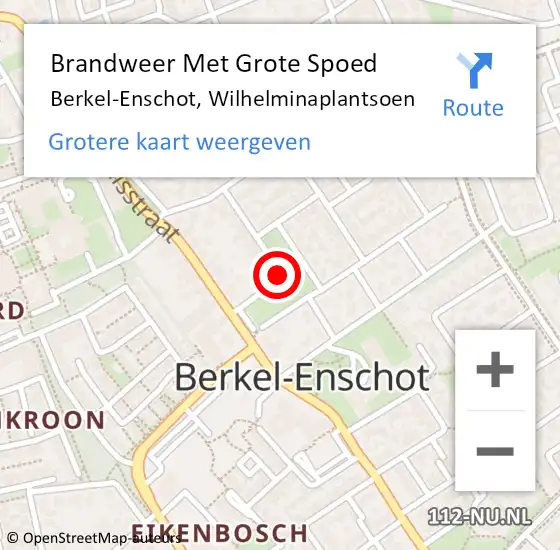 Locatie op kaart van de 112 melding: Brandweer Met Grote Spoed Naar Berkel-Enschot, Wilhelminaplantsoen op 24 december 2019 23:59