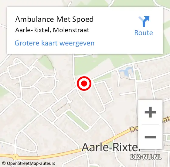 Locatie op kaart van de 112 melding: Ambulance Met Spoed Naar Aarle-Rixtel, Molenstraat op 25 december 2019 00:32