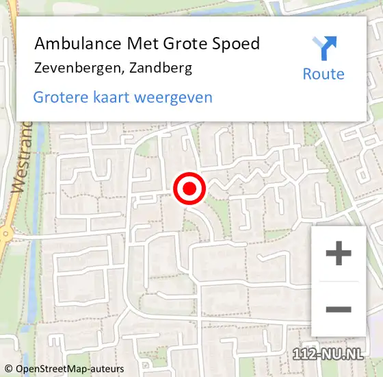 Locatie op kaart van de 112 melding: Ambulance Met Grote Spoed Naar Zevenbergen, Zandberg op 25 december 2019 05:05