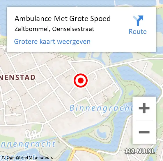 Locatie op kaart van de 112 melding: Ambulance Met Grote Spoed Naar Zaltbommel, Oenselsestraat op 25 december 2019 06:14