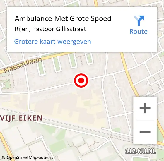 Locatie op kaart van de 112 melding: Ambulance Met Grote Spoed Naar Rijen, Pastoor Gillisstraat op 25 december 2019 07:35