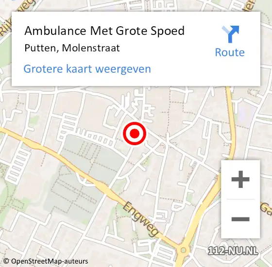 Locatie op kaart van de 112 melding: Ambulance Met Grote Spoed Naar Putten, Molenstraat op 25 december 2019 08:54
