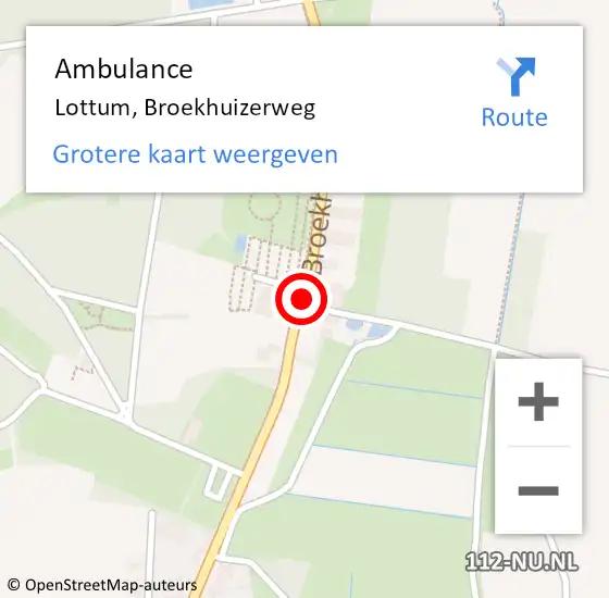 Locatie op kaart van de 112 melding: Ambulance Lottum, Broekhuizerweg op 25 december 2019 09:49