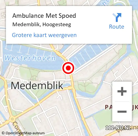 Locatie op kaart van de 112 melding: Ambulance Met Spoed Naar Medemblik, Hoogesteeg op 25 december 2019 09:51
