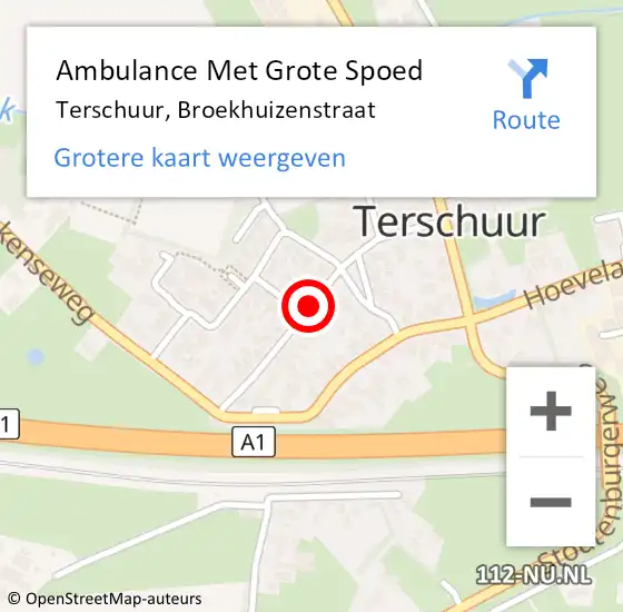 Locatie op kaart van de 112 melding: Ambulance Met Grote Spoed Naar Terschuur, Broekhuizenstraat op 25 december 2019 10:02
