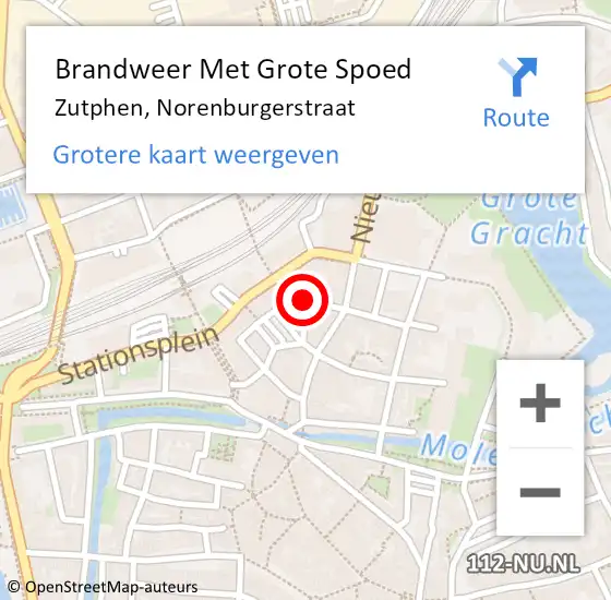 Locatie op kaart van de 112 melding: Brandweer Met Grote Spoed Naar Zutphen, Norenburgerstraat op 25 december 2019 13:33