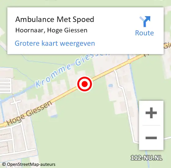 Locatie op kaart van de 112 melding: Ambulance Met Spoed Naar Hoornaar, Hoge Giessen op 25 december 2019 13:35