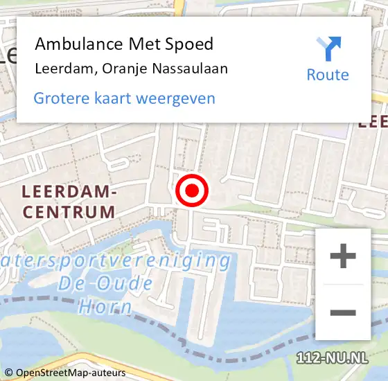 Locatie op kaart van de 112 melding: Ambulance Met Spoed Naar Leerdam, Oranje Nassaulaan op 25 december 2019 14:00