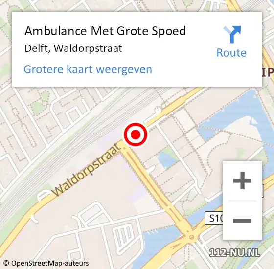 Locatie op kaart van de 112 melding: Ambulance Met Grote Spoed Naar Delft, Waldorpstraat op 25 december 2019 15:58