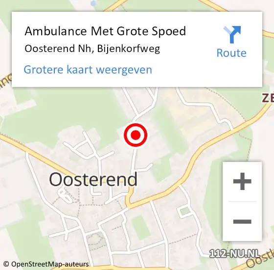 Locatie op kaart van de 112 melding: Ambulance Met Grote Spoed Naar Oosterend Nh, Bijenkorfweg op 25 december 2019 16:14