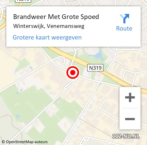 Locatie op kaart van de 112 melding: Brandweer Met Grote Spoed Naar Winterswijk, Venemansweg op 25 december 2019 19:08