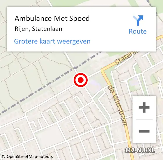 Locatie op kaart van de 112 melding: Ambulance Met Spoed Naar Rijen, Statenlaan op 25 december 2019 20:49