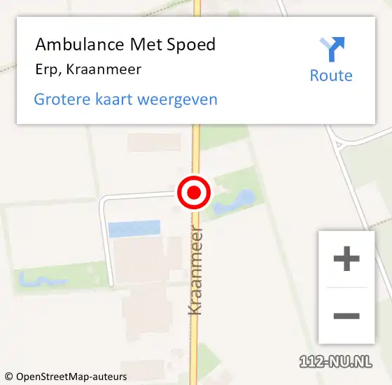 Locatie op kaart van de 112 melding: Ambulance Met Spoed Naar Erp, Kraanmeer op 25 december 2019 21:02
