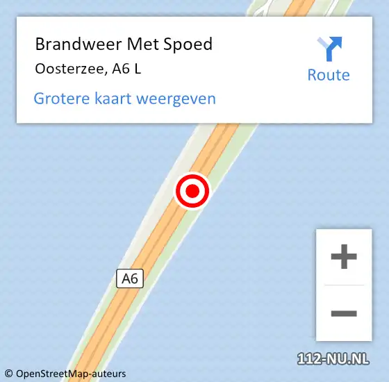 Locatie op kaart van de 112 melding: Brandweer Met Spoed Naar Oosterzee, A6 L op 29 september 2013 20:19