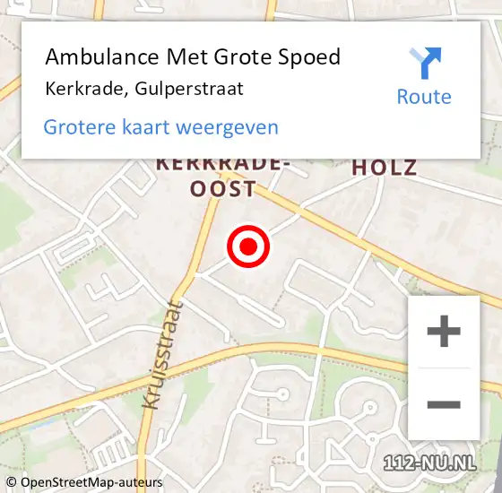 Locatie op kaart van de 112 melding: Ambulance Met Grote Spoed Naar Kerkrade, Gulperstraat op 25 december 2019 22:25