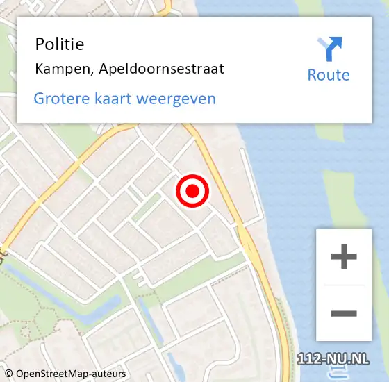 Locatie op kaart van de 112 melding: Politie Kampen, Apeldoornsestraat op 25 december 2019 22:46