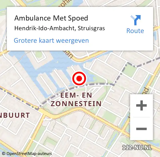 Locatie op kaart van de 112 melding: Ambulance Met Spoed Naar Hendrik-Ido-Ambacht, Struisgras op 25 december 2019 23:39